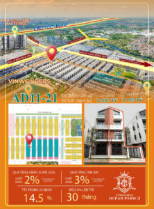 Liền kề AD11-21 Phân Khu Ánh Dương, 120m2, giá bán 17,92 tỷ TTS, Vinhomes Ocean Park 3