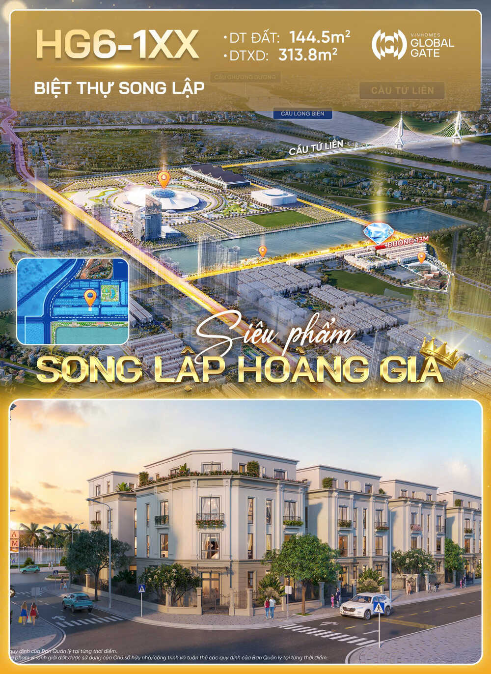 Liền kề HG6-1XX Biệt thự Song lập Hoàng Gia, Vinhomes Cổ Loa