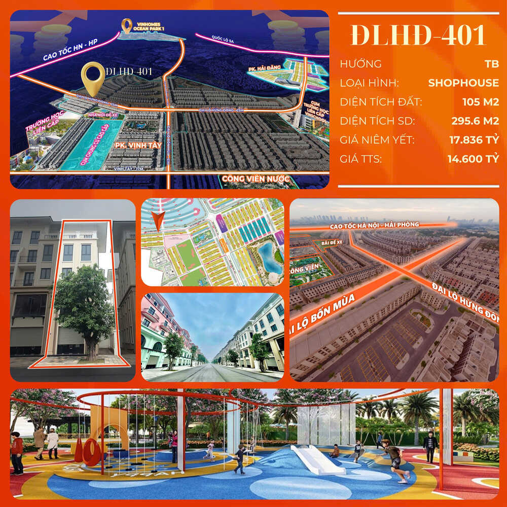 Shophouse ĐLHĐ-401 Đại lộ Hừng Đông, Vinhomes Ocean Park 3