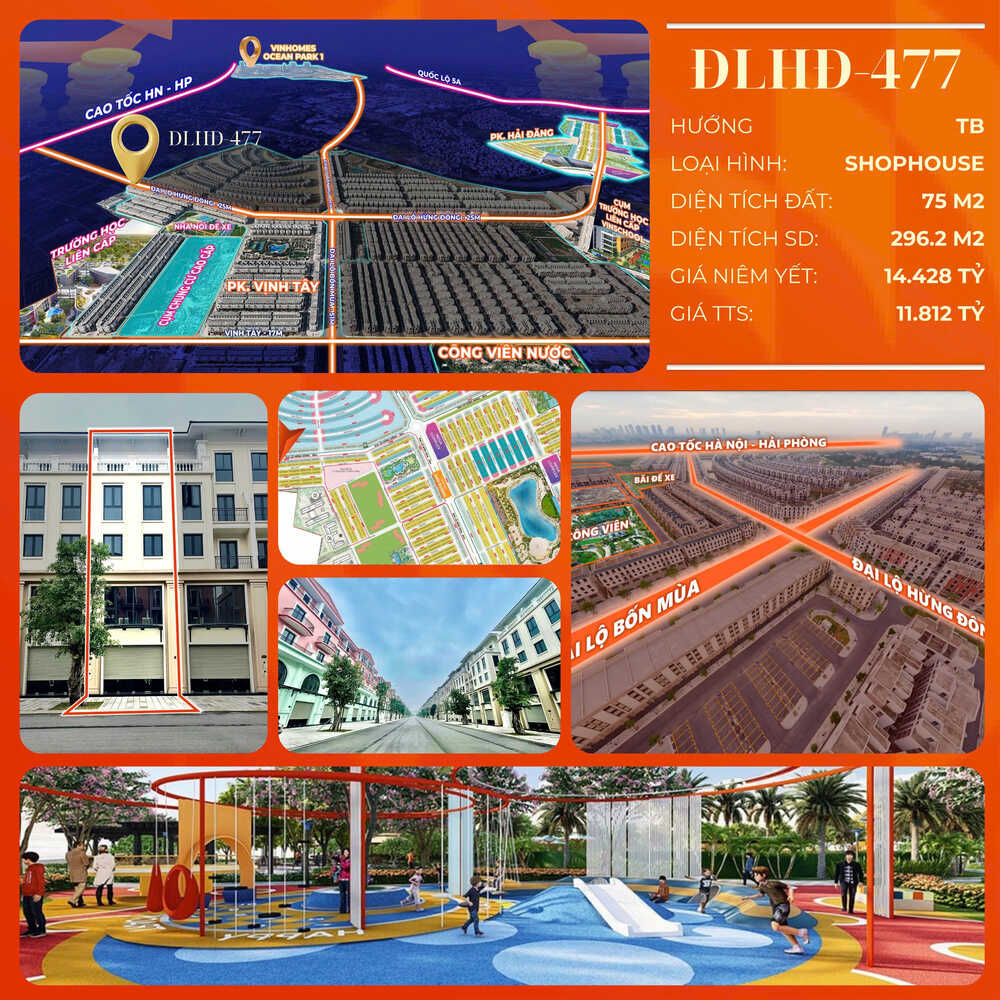 Shophouse ĐLHĐ-477, Đại lộ Hừng Đông, Vinhomes Ocean Park 3